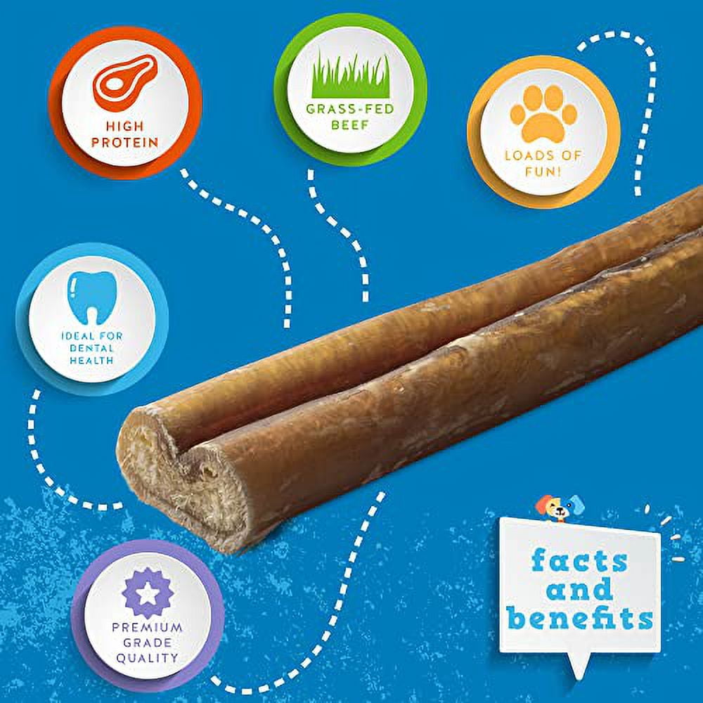 Jack&Pup 6" Bully Sticks for Medium Dogs, Natural Beef Flavour Chews, 25 Pack