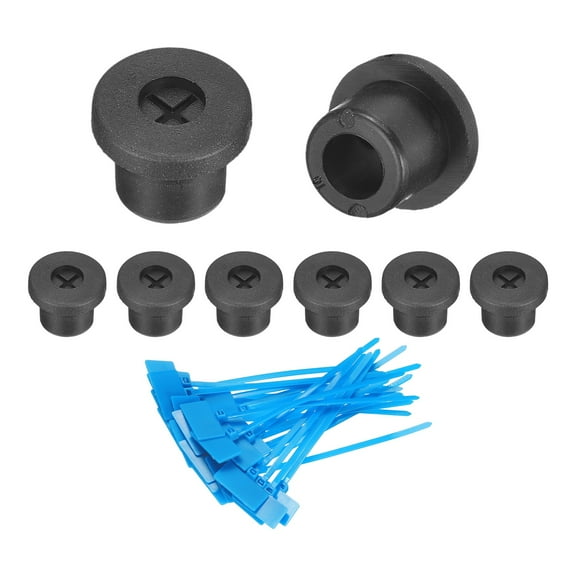 8Pack Cable Cord Grommet, 3/8"(10mm) Rubber Grommets with Cable Ties, Black