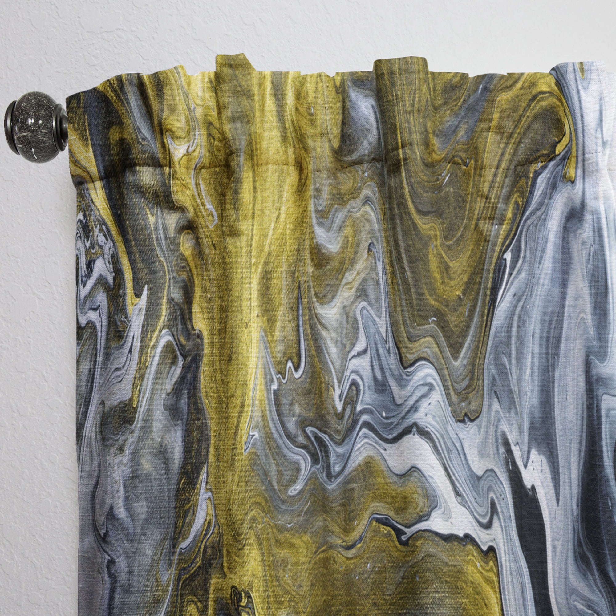 Designart 'Grey, White and White Marble Acrylic II' Modern Curtain Panel
