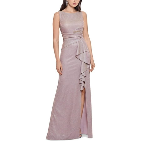 Betsy & Adam Boatneck Glitter Knit Gown