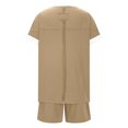 thumbnail image 4 of Tops de Cuello Redondo para las Mujeres Casual de Manga Corta Y Pantalones Cortos con Cordón de Dos Piezas Color Bloqueado Conjunto, 4 of 9