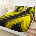 thumbnail image 3 of Homewish Modern Geometric Stripe Queen Sheet Sets.Abstract Waves Lines Flat Sheet,Yellow Black Queen Fitted Sheet For Boys Kids,Microfiber Bedroom Decor,4 Pieces, 3 of 7
