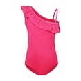 thumbnail image 3 of LNMQLPDBS Girls Swimsuit Summer Cute Ruffle Trim Sleeveless One Piece Swimsuit with Cut-Out Sides One Shoulder Hawaiian Bikini for Kids Trendy Beach Bathing Suits, 3 of 4