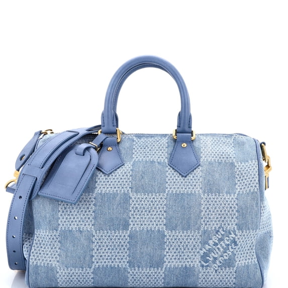 Pre-Owned Speedy Bandouliere Bag 3D Damier Giant Denim 30 By Rebag