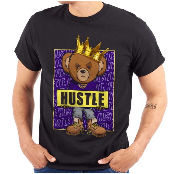 Cool Urban Hustle King Teddy Bear Men's Graphic T Shirt Tees Brisco Brands S