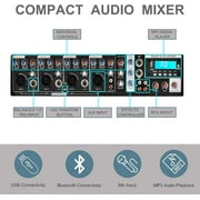 PRORECK MX10 1600W 6-Channel Powered Bluetooth Mixer with 10inch Passive Speakers PA System