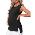 thumbnail image 4 of INSPIRE CHIC Women's Maternity Spring Top Short Sleeve Pullover Tops Basic Ribbed Knit Slim Fitted Casual Shirts 2026 M Black, 4 of 5