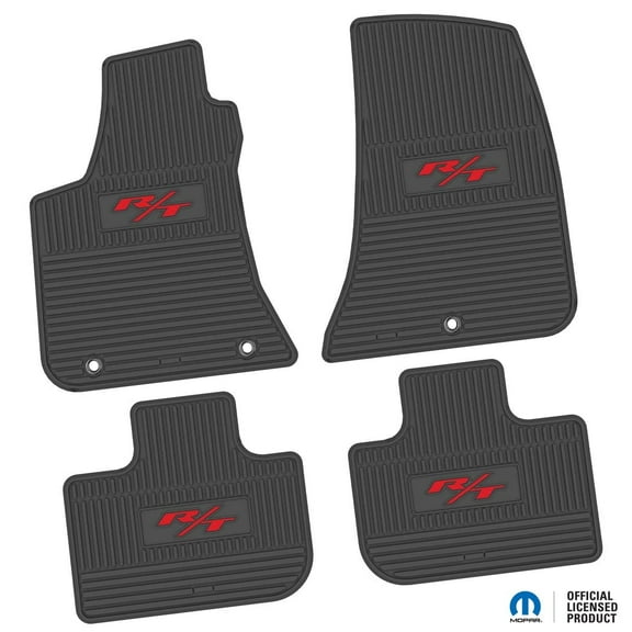 Charger Floor Mats 11-23 Dodge Charger RWD 4 Piece Custom Vintage Scene w/ R/T (2015-Current) Insert - Black FlexTread