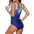 thumbnail image 3 of Women's Athletic Training Gradient Criss Cross Back One Piece Swimsuit Swimwear Bathing Suit, 3 of 7