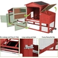 thumbnail image 4 of Aivituvin 80" Mobile Chicken Coop with Wheels – Expandable Waterproof Hen House, Wooden Poultry Cage with Nesting Box & Pull-Out Tray for 2-4 Chickens (Red), 4 of 8