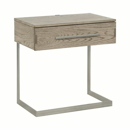 Smithson 1-drawer Nightstand with Metal Base Grey Oak