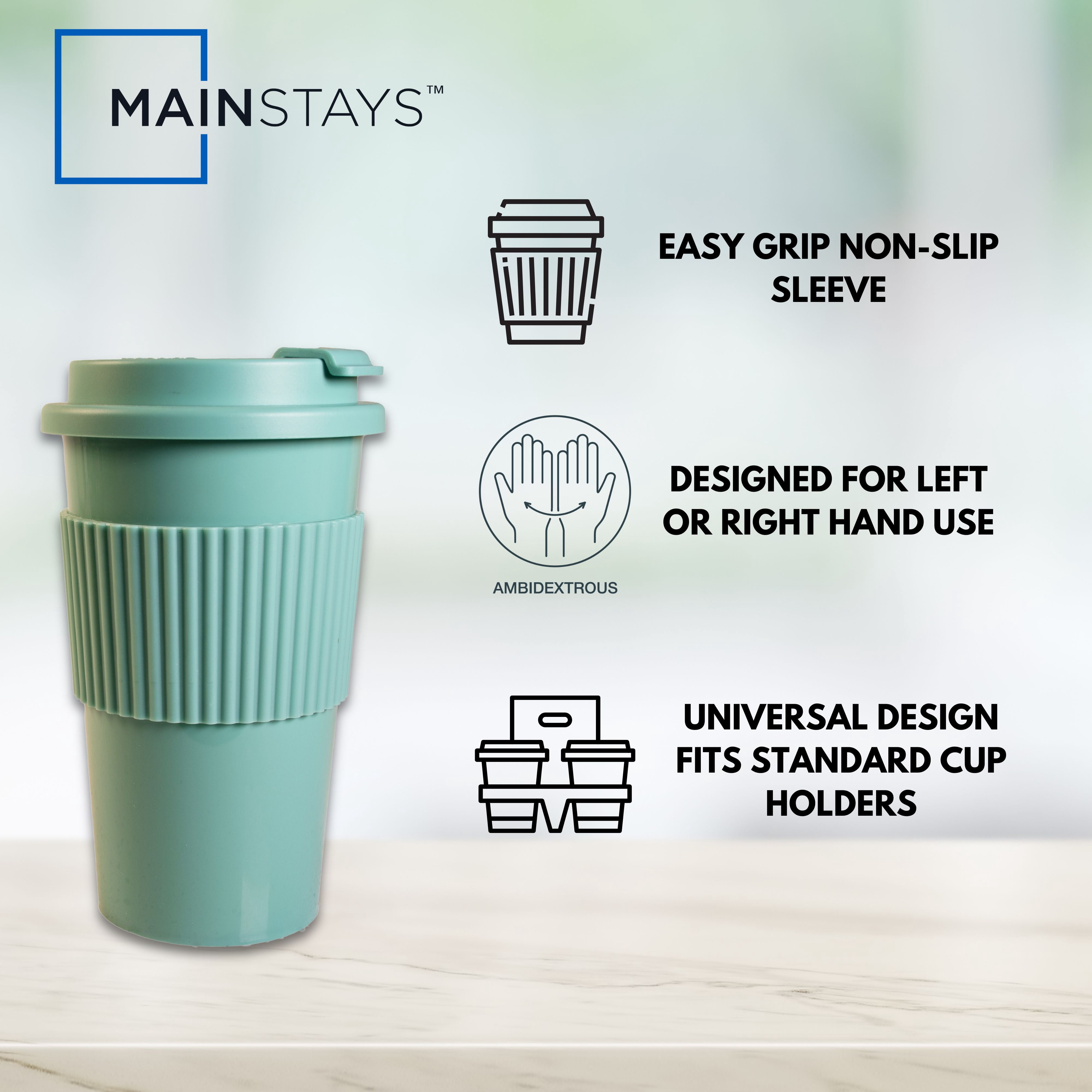 (11 pack) Mainstays 18oz Plastic To Go Coffee Tumbler, Blue Perfect for Your On-The-Go Beverages