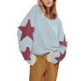 thumbnail image 3 of Oversized Star Graphic Sweatshirts for Women Crew Neck Long Sleeve Shirt Top Drop Shoulder Sweater Pullover, 3 of 6