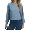 thumbnail image 3 of TEMEFON Women's Crewneck Sweatshirts Lightweight Long Sleeve Tunic Tops Cute Pullover Shirts, 3 of 5