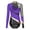 Purple, variant on Raenseen Womens Long Sleeve Gymnastic Leotard Metallic Patchwork Bodysuit Top Figure Skating Dance Purple S