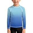 thumbnail image 2 of MKOSPLRT Boys Girls Long Sleeve Rash Guard Ombre Gradient Sun Protection Quick Dry Swim Shirt for Beach Ages 3-14 Years, 2 of 10