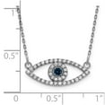 thumbnail image 3 of 14K White Gold Cable Themed Necklace Chain Small Diamond and Sapphire Evil Eye 18 inch 19 mm, 3 of 3
