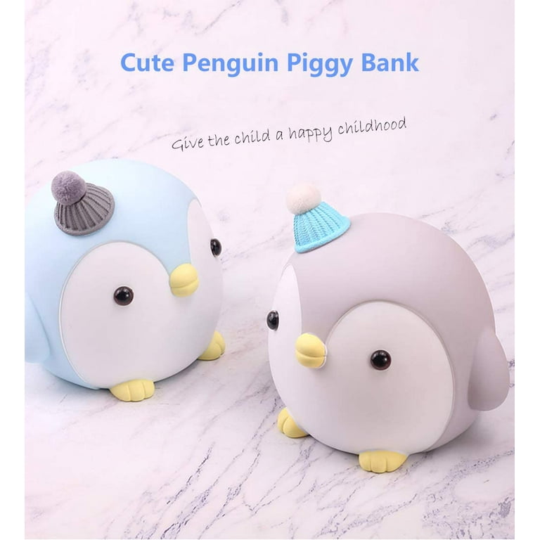 Aveki Kids Piggy Bank Cute Cartoon Penguin Anti Fall Coin Bank