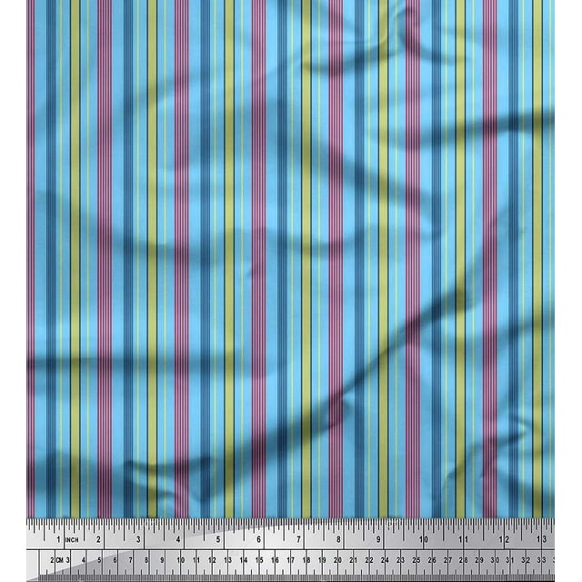 Soimoi Poly Georgette Fabric Vertical Stripe Printed Craft Fabric by the Yard 52 Inch Wide