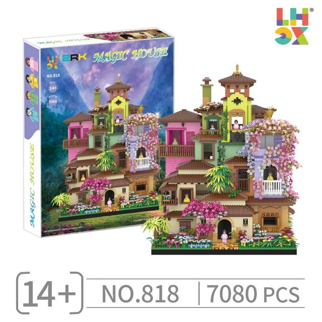 Micro-rompecabezas de bloques pequeños, rompecabezas creativo, serie de construcción DIY, serie de casas con árboles de flor de cerezo
