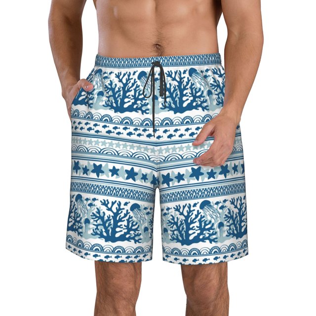 Balery Sea Underwater Jellyfish Traje de Baño Estilo Hawaiano para Hombre, Shorts de Secado Rápido con Bolsillos-Medium