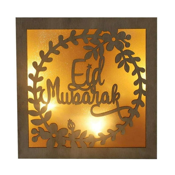 Lamp Wooden Eid Crafts Night Light 3D Ramadan Mubarak Lamp Handmade Wooden Moon Star LED Lights Decoration