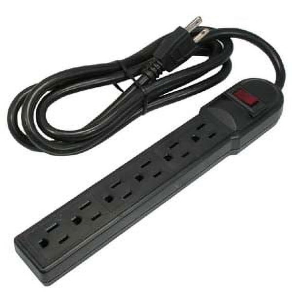 ACCL 6Ft 6-Outlet Surge Protector 14AWG/3, 15A, 90J Black, 1 Pack