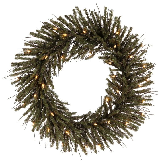 Vickerman 24" Vienna Twig Artificial Christmas Wreath, Warm White Dura-lit LED Mini Lights