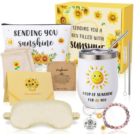 Abaima Sunflower Spa Gift Basket for Women - Fantasy Box Get Well Soon Gift Box with Tumbler, Eye Mask & Keychain - Birthday, Thinking of You, Employee Appreciation, Thank You, New Mom Care Package