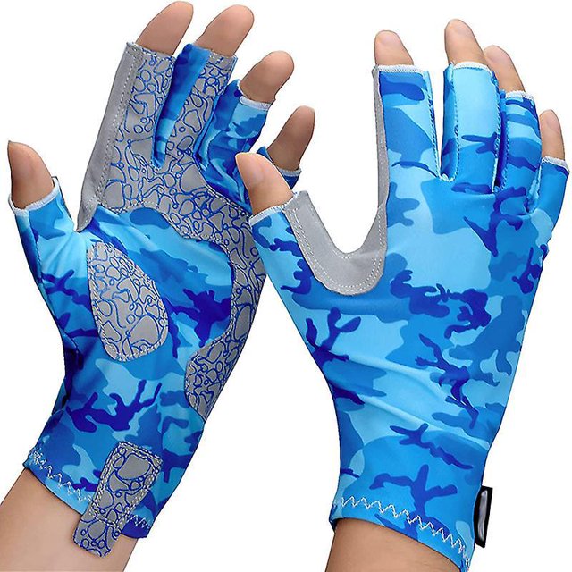 1 Paire Gants De Pche L/xl, Bleu, Antidrapant Camuflaje Gants De Chasse, Gants Pour Pche, Chasse, Camping, Randonne, Photographie