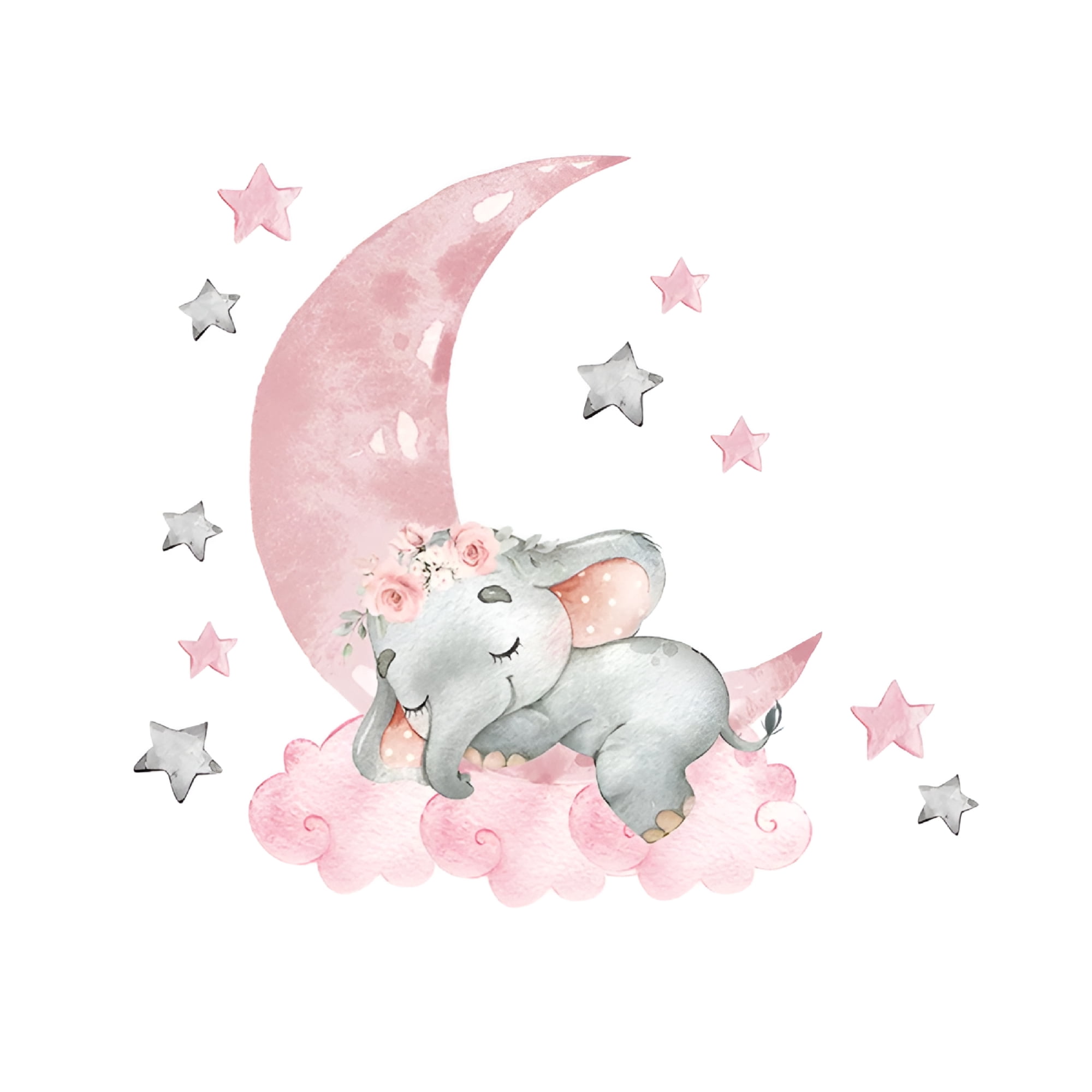 CCOCC 2026 New Cartoon Pink Baby Elephant Wall Stickers Baby Girl Bedroom Decorations Pink Decor for Bedroom for Nursery,Playroom,Wall,Door