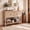 Nature Oak, variant on Homieasy 42" Farmhouse Console Table with Power Outlets, Narrow Entryway Sofa Table with Drawers and Shelves for Living Room, Hallway, White & Walnut