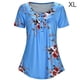 thumbnail image 2 of Camiseta estampada Mujer Verano Cuello redondo Blusa de manga corta Top suelto, Azul, XL Methold AP001352-24, 2 of 7