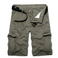 thumbnail image 2 of Lovskoo Cargo Shorts for Men Casual Solid Color Trendy Zipper Button Pockets Cropped Cargo Shorts Gray, 2 of 4