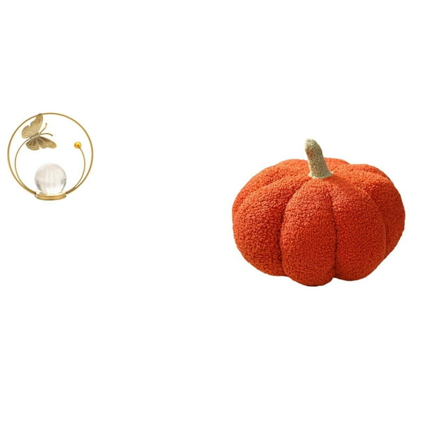 Escultura De Bola De Calabaza De Cristal, Figura De Metal, Adorno De Escritorio, Estatua, Soporte De Felpa, Cojín Decorativo Para Sofá, Pasillo, Chimenea, Dormitorio, Sala De Estar, Oficina