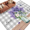 thumbnail image 2 of Area Rug for Living Room, Purple Lavender Non-Slip Indoor Large Carpet for Bedroom/Dining Room, Spring Butterfly Daisy Watercolor Gray Washable Low-Profile Rectangle Floor Runner Rugs - 5 x 8 Ft, 2 of 7