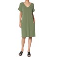 thumbnail image 1 of TheMogan Robe T-Shirt à Manches Courtes Col en V avec Poche pour Femmes P-3X, 1 of 6