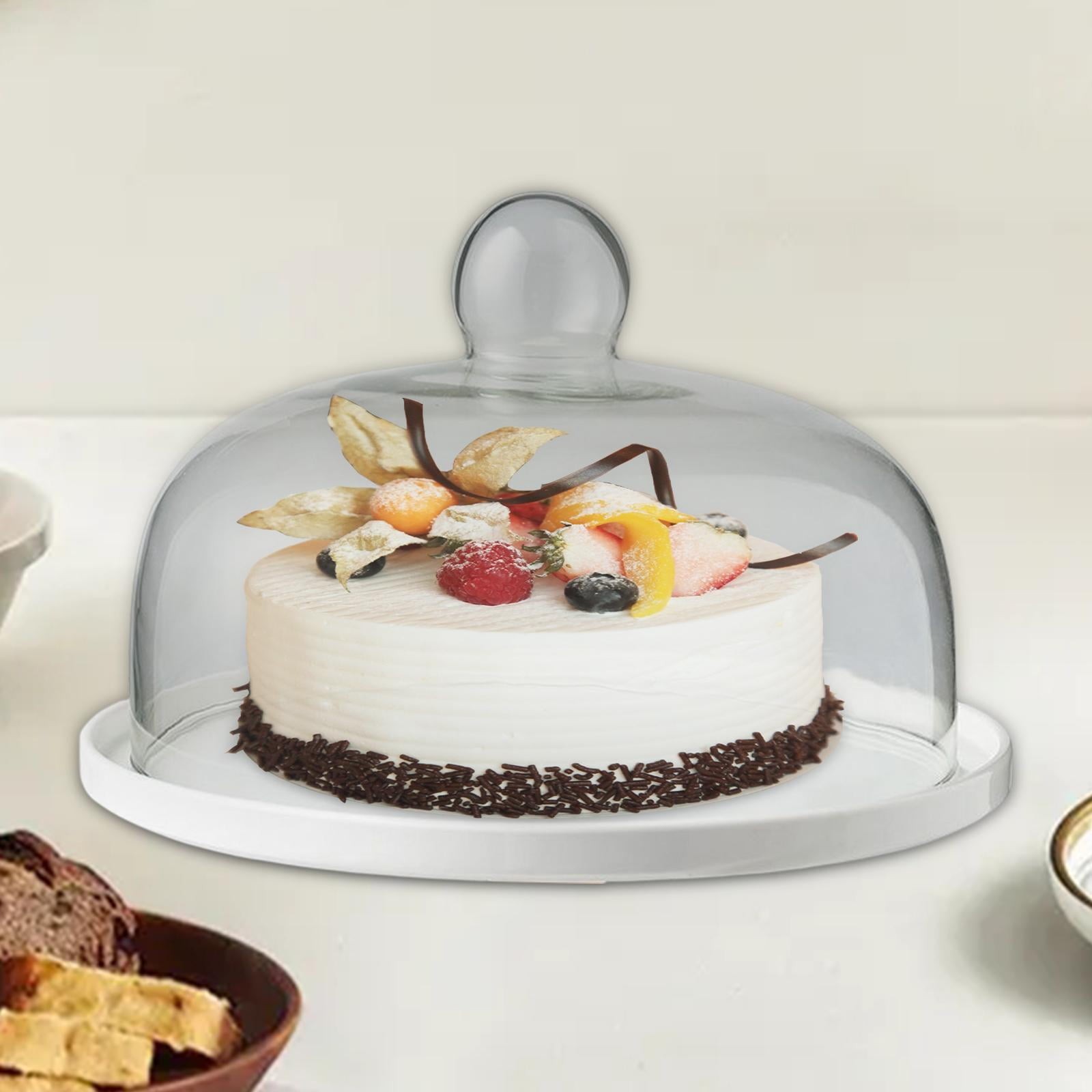Member's Mark Mango Wood Cake Stand with Glass Dome Lid | Ivory
