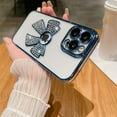 thumbnail image 6 of for iPhone 12 Case Women Cute Bowknot Glitter Rhinestone Bling Plating Luxury Women Girl Phone Case,Shine Diamond Case for iPhone 12 Protective Cover,Clear Gradient Blue, 6 of 12