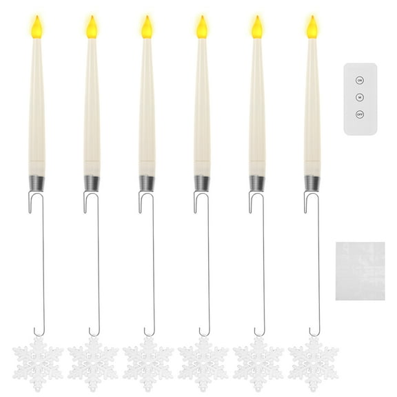 6Pcs Christmas Tree LED Candle with Remote Battery Operated Christmas Tree Flameless Candle with Hook for Holiday Home Party Decor