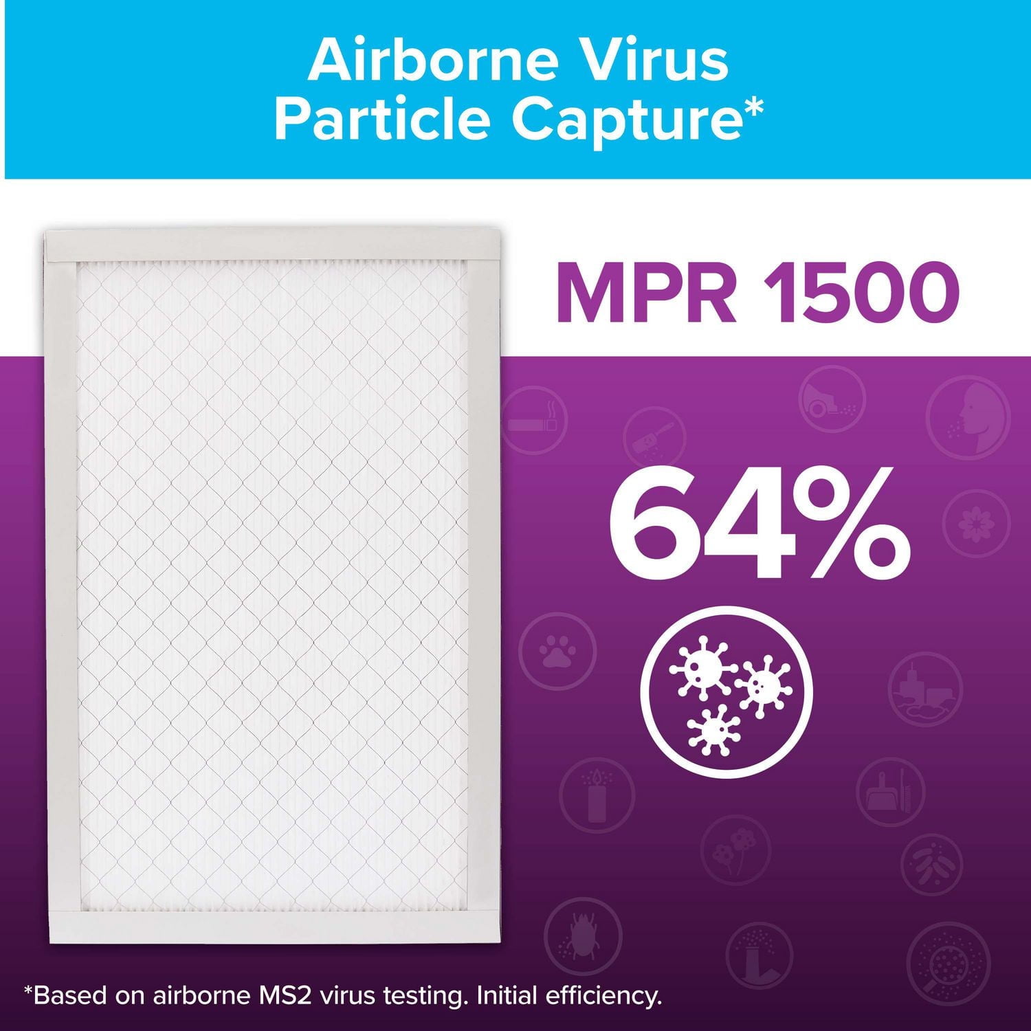 Filtre ultra pour la réduction des allergènes, MPR 1500, 16 x 25 x 1 po Filtre MPR 1500
