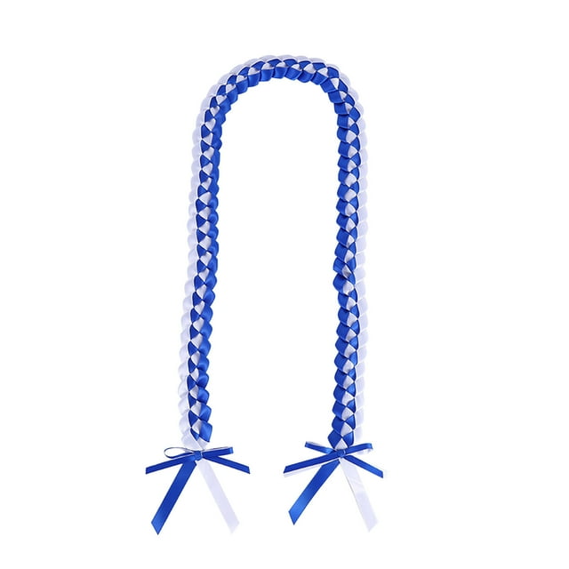 Ribbon Lei for Graduation Party – 100 cm Multicolor Polyester Braid Necklace with Adjustable Length