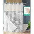 thumbnail image 2 of No Hook Shower Curtains with Snap in Liner, Silver Gray Leaves Waterproof Fabric Shower Curtain, Vintage Abstract Branch Botanical Double Layers & See-Through Top Window Bathroom Curtains 60''x72'', 2 of 6