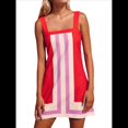 thumbnail image 3 of Vestido Mini de Rayas para Mujer, Estilo Bohemio, con Tirantes, para Verano, Ideal para la Playa. Rojo S, 3 of 10