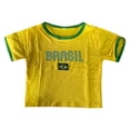 thumbnail image 4 of EliteGoogv Women T-Shirt Football Girls Fans Brasil Print Crew Neck Short Sleeve Contrast Trim Slim Fit Crop Top Retro Streetwear Sporty Fashion Tops,A,S, 4 of 4