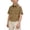 Khaki, variant on Boys Short Sleeve Cargo Shirt, Flap Pocket Button Down Top with Collar, Casual Utility Shirt for Summer Outdoor Hiking and Daily Wear, Breathable Cotton Blend^