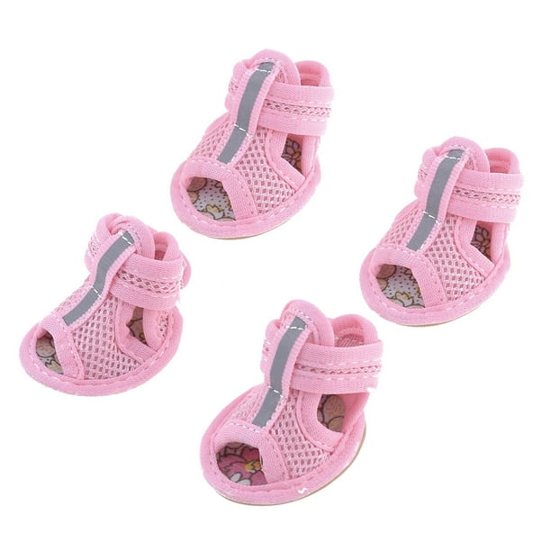 2 Pares de Sandalias de Malla Rosa con Suela de Caucho para Perros Yorkie Chihuahua Tamaño XS