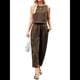 thumbnail image 3 of Conjunto de 2 Piezas de Cuadros para Mujer, para Vacaciones en la Playa, Verano, Camiseta Sin Mangas, Pantalones y Traje. Caqui M, 3 of 10