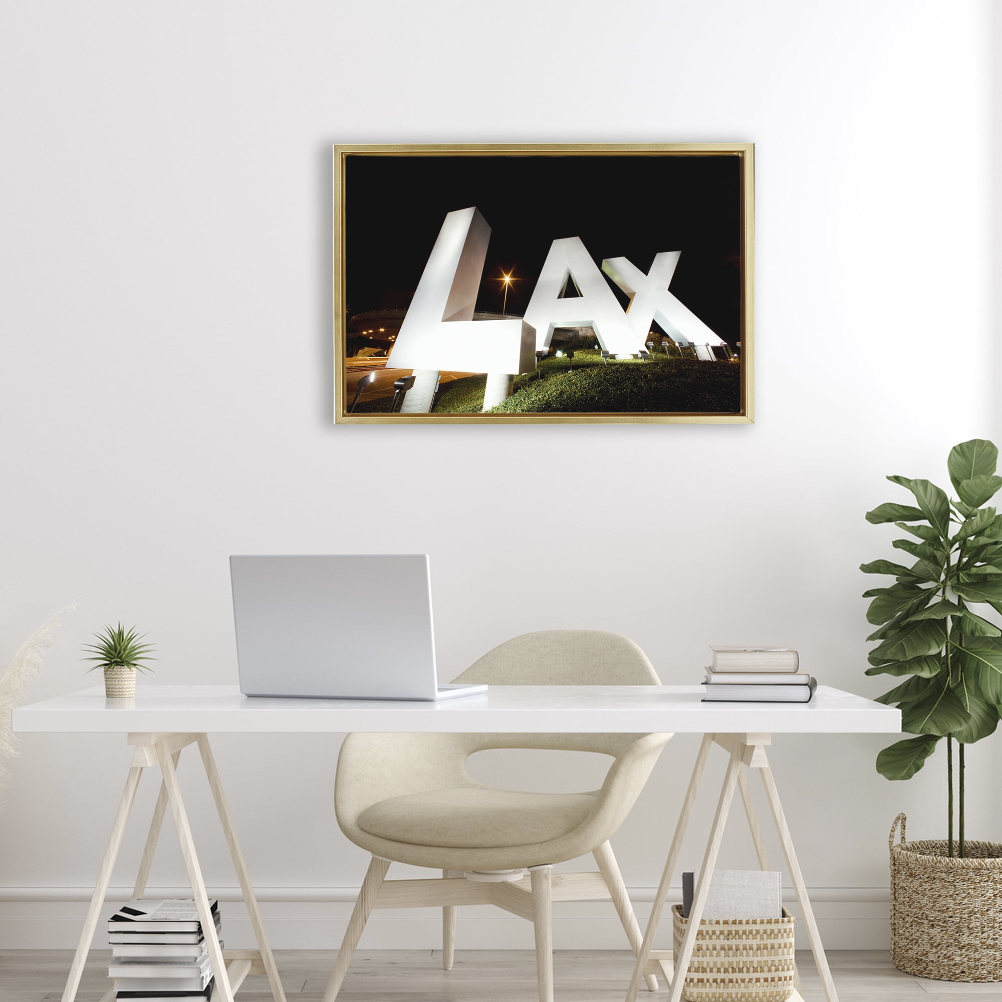 Stupell Industries LA Airport Structure Gold Framed Floater Canvas Wall Art, design by Scott Stulberg