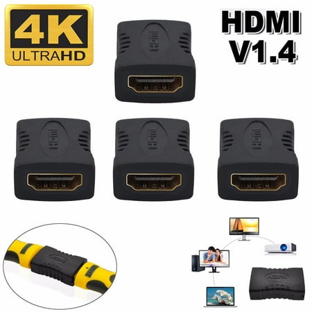 ESYNIC 4pcs HDMI Female to Female Coupler Adapter Gold Plated HDMI 1.4 Extender Connector Joiner 4K